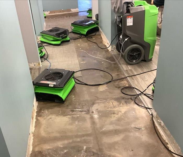 flooring removed and equipment set