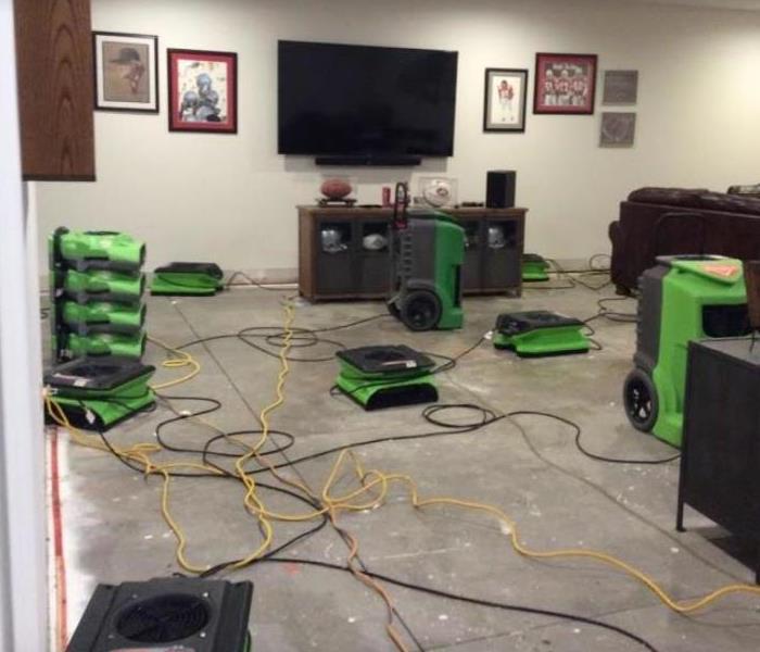 equipment set after water damage in basement