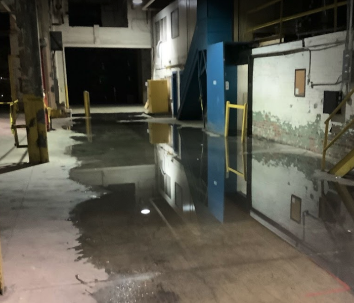 water on floor of warehouse