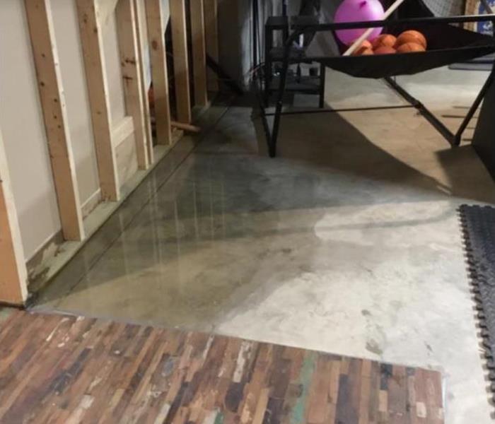 water concrete floor in basement